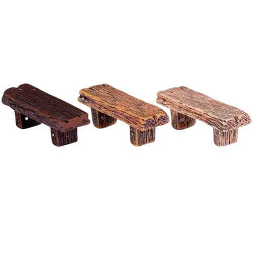 Yardwe 3 stücke Sukkulenten Ornament Mini Pflanzen Dekor Harz Handwerk Garten Bänke für Draußen Feengärten Miniatur Park Bank für Handwerk Mini Haus Dekor Spielzeug Holz von Yardwe