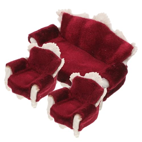 Yardwe 3-teiliges Set Miniaturmöbelsofa Altes Puppenhaus Viktorianische Möbel Zubehör Für Actionfiguren Mini-puppenhausmöbel Halloween-miniaturen Für Puppenhaus Plastik von Yardwe