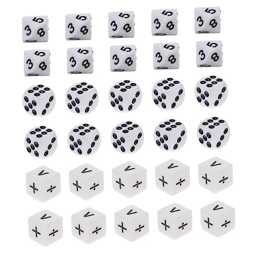 Yardwe 30 Stück Mathematik Würfel Würfelspielzeug Würfelspiel Für Operationswürfel Farbige Würfel Kinderspielzeug Große Würfel Leere Würfel Weiß Acryl von Yardwe