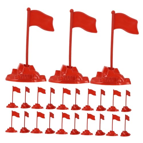 Yardwe 30 Stück Sandtabelle Red Fahnenmodell Rot Zahlen Party Farbig Mini-rote Fahnen Miniatur Miniaturen Flagge Miniaturfiguren Kleine Rote Fahne Flagge Mini -Figur Rot Plastik von Yardwe