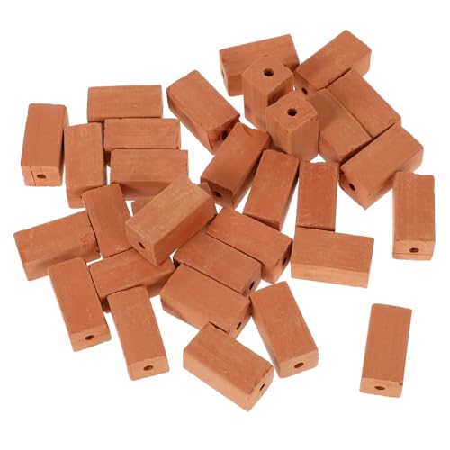 Yardwe 30 Stück Teiliges Miniatur Ziegelsteine für Realistische Mini Bricks mit Roten Seitenlöchern DIY Basteln Sandkasten Puppenhaus Modellbau Zubehör von Yardwe