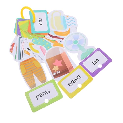Yardwe 30 Stück tragbares Kinderspielzeug Lernkarten für Vorschulkinder Kleinkind-Flash-Karte Lernkarten für Kleinkinder Englisches Lernspielzeug Cartoon-Lernkarten Papier von Yardwe