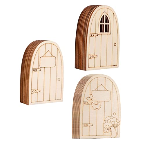 Yardwe 30Stücke Holz Tür Teiliges DIY Puppenhaus Kreative Türen für Miniaturhäuser Blumen und Garten Hochwertiges Holz für Langlebige Nutzung von Yardwe