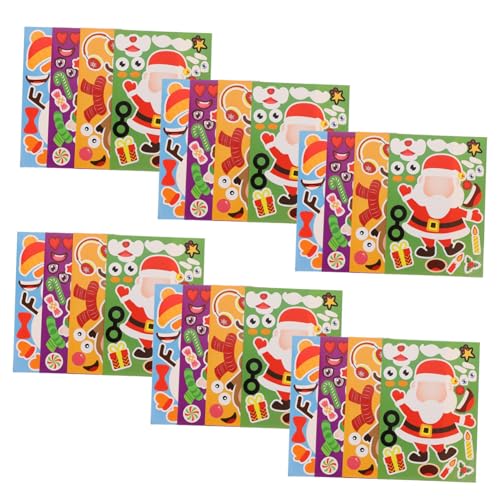 Yardwe 32 Blatt Puzzle-Aufkleber für kinderpuzzle Puzzle weihnachsgeschenke Geschenkidee weinachtendecor Kindergeschenk Puzzle-Weihnachtsaufkleber Schneemann-Sankt-Aufkleber von Yardwe