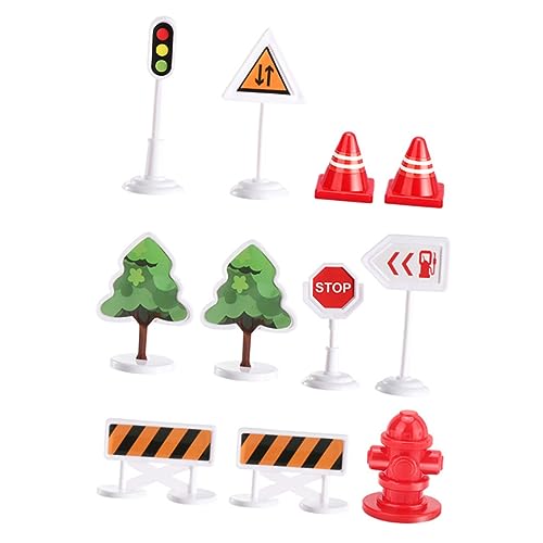 Yardwe 33Stücke Modellspielzeug Für Teiliges Straßenszenen Mit Verkehrsschildern Und Straßensperren Aus Strapazierfähigem Kunststoff Kreative Rollenspiele von Yardwe