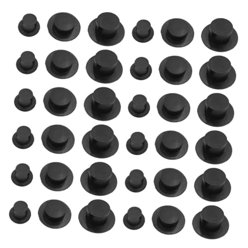 Yardwe 36 Stück Mini-Hut Hut für Puppen Schneemannmützen basteln Schneemann-Hut Schneemannmützen zum Basteln Miniatur-Schneemannmützen Schneemannmütze zum Basteln Mini-Hüte Plastik Black von Yardwe