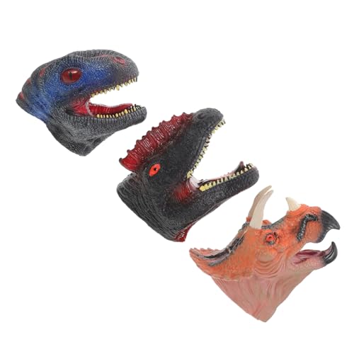 Yardwe 3Stücke Dinosaurier Handpuppen Geschichtenerzählpuppen Für Rollenspiel Handpuppen Triceratops Double Crested Velociraptor von Yardwe