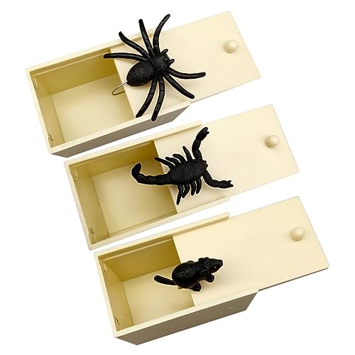 Yardwe 3Stücke Halloween Angstbox Spielzeugset Simulative Spinnen Mäuse Und Skorpione Für Gruselige Streiche Realistische Deko Für Partys Lustiges Scherzspielzeug Für Halloween von Yardwe