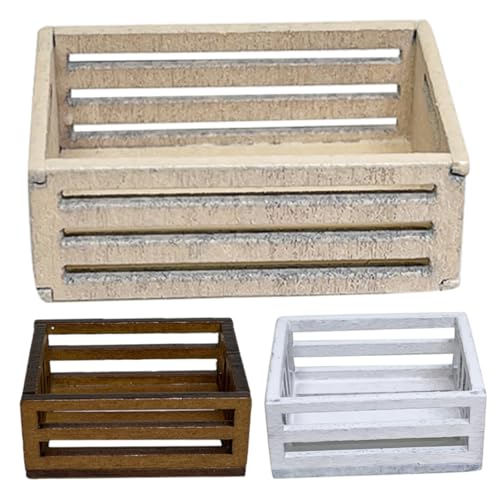 Yardwe 3Stücke Holzkorb Puppenhaus Dekoration Kreatives Aufbewahrungskorb Modell Aus Holz Für Mini Szenen Vintage Design Für Puppenhaus Und DIY Garten Gestaltung von Yardwe