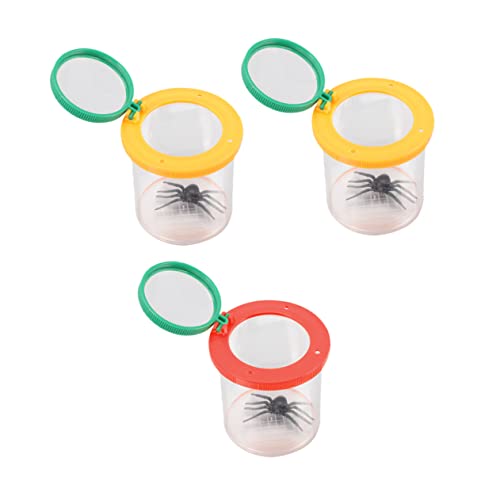 Yardwe 3Stücke Insektenbeobachtungsbehälter Mit Lupe Robuste Kunststoff Insektensammelbox Für Outdoor Aktivitäten Rotes Und Gelbes Design Für Kleine Naturforscher von Yardwe