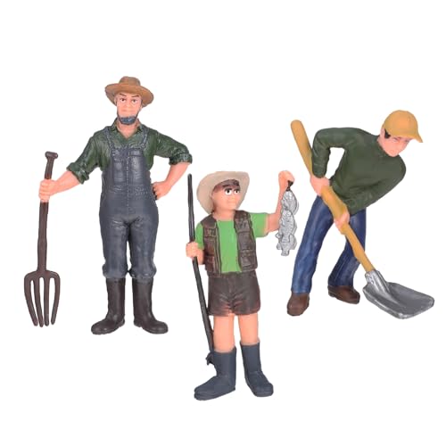 Yardwe 3Stücke Landarbeiterfiguren Realistische Spielzeugfiguren für Kreative Farm Dekoration Langlebig für Puppenhäuser Modelleisenbahnen und Mehr von Yardwe
