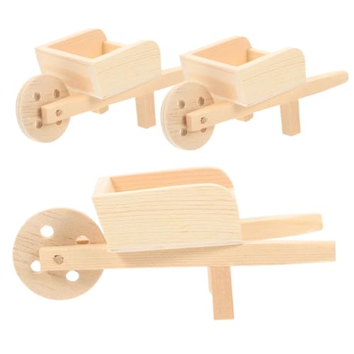 Yardwe 3Stücke Puppenhaus Holzkarren Modelle Mini Holz Schubkarren Für Kreative Gartenlandschaften Und Dekoration Puppenhäusern von Yardwe