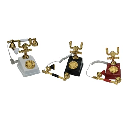 Yardwe 3Stücke Retro Telefonmodell Teiliges Für Puppenhaus Dekoration Kleines Telefon Für Realistische Szenengestaltung von Yardwe