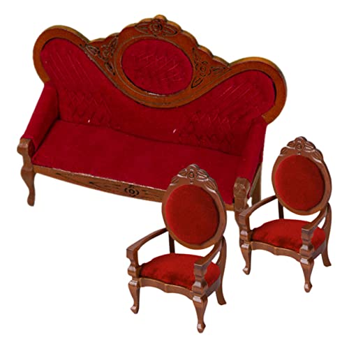 Yardwe 3Stücke Sofa Für Puppenhaus Teiliges Vintage Möbelmodell Mit Couch Und Sessel Wohnzimmer Und Kreative Spielwelten von Yardwe