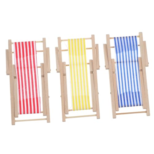 Yardwe 3Stücke Teiliges Faltbare Strandliegestühle für Puppenstuben Dekorative Mikrolandschaft Modelle für DIY Projekte von Yardwe