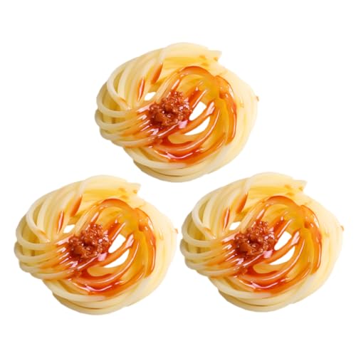Yardwe 3Stücke Teiliges Gefälschtes Spaghetti Simulationsset Realistische Nudeln mit Soße Robustes Küchenzubehör für Rollenspiele und Lebensmittelmodell für Kreative Aktivitäten von Yardwe