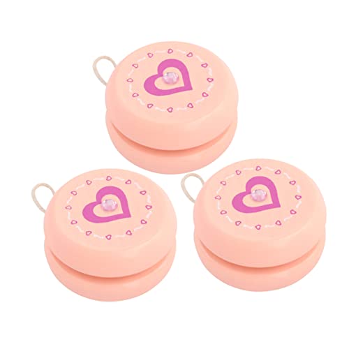 Yardwe 3Stücke Teiliges Holz Yoyo Für Kreatives Sicheres Und Langlebiges Jo Jo Ball Rosa Herz Für Training Von Handgelenkskraft Und Farberkennung von Yardwe