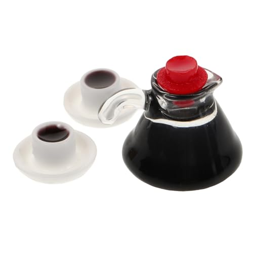 Yardwe 3Stücke Teiliges Miniatur Kaffeekannen für Puppenhaus Realistische Mini Teetassen und Zubehör für Miniaturküchen und Puppenszenen Handwerkskunst und Liebe von Yardwe
