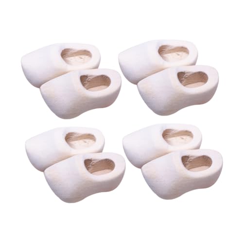 Yardwe 4 Paare Miniatur Holzschuhe Stabile Puppenhaus Dekoration DIY Blanko Klompen aus Robustem Holz für Puppenzubehör Kreative Miniatur Schlüsselanhänger Bastelsets von Yardwe