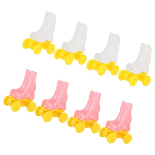 Yardwe 4 Paare Roller Skates Mini-Rollschuhe für Puppe Mini-Schuhe Rollschuh für DIY-Puppe Schlittschuh-Bastelarbeiten für eine Puppe Puppenhauszubehör Mini- -Layout-Requisiten Plastik von Yardwe