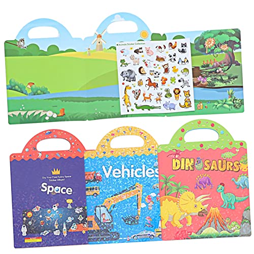 Yardwe 4 Sätze Buch mit Spieleaufklebern Kleinkinder Aufkleber für Stickerbuch für Stickerbuch selber Machen Wasserdichtes Umweltschutz-Szenenbuch von Yardwe