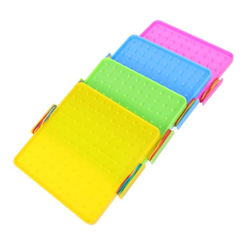 Yardwe 4 Sätze Doppelseitige Kunststoff Geoboard Sets mit Gummibändern Mathematisches Lernspielzeug für Montessori und Stem Bildung für Unterricht Hause von Yardwe