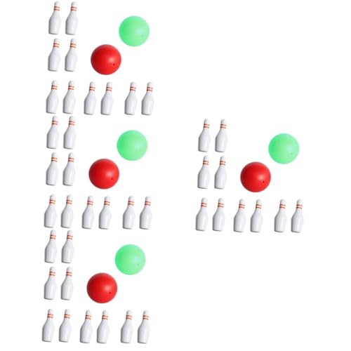 Yardwe 4 Sätze Mini Bowling Set für Puppenhaus Teiliges Set mit Dekorativen Kegeln und Bällen Geeignet für Kreative Miniatur Dekorationen Fördert Fantasie und Geschicklichkeit von Yardwe