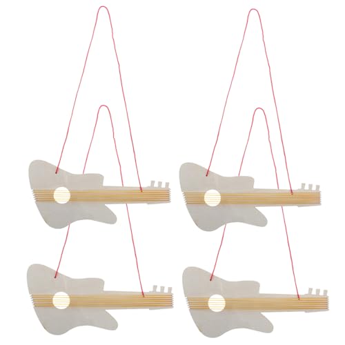 Yardwe 4 Sätze Musikinstrumentenparty Holz Gitarre Unfertige Holz Gitarre bastelset für Gitarre für Vorschule Gitarrenmalerei für Gitarrenfarbe hölzern Beige von Yardwe