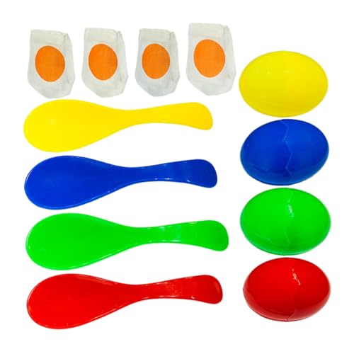 Yardwe 4 Sets Balance Löffel Spiele Für Draußen Lustige Löffel Interaktive Eierlöffel Spiele Rennspiele Rasenspiele Partyspiele Sackhüpfen Taschen Karnevalsspiel von Yardwe