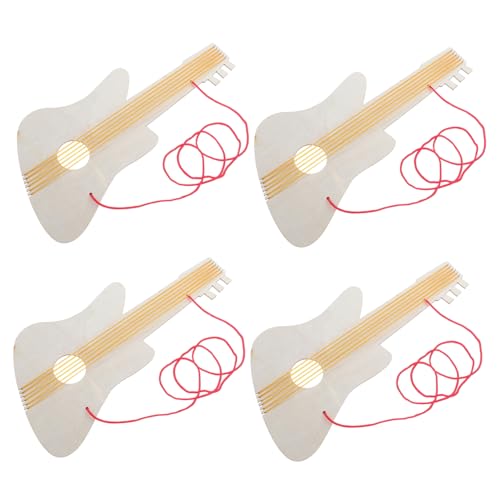 Yardwe 4 Sets Kinder DIY -Gitarren -kit Unbemalte Holzgitarre Für Das Herstellen Von Unbemaltem Holzgitarrenkind -farbgitarre Unvollendete Gitarre Für DIY von Yardwe