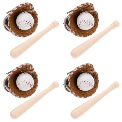 Yardwe 4 Sets Mini-Baseballschläger Handschuh Ball – Baseball-Modellbausätze Für Puppenhaus Basteln Fotografie-Requisiten Hellbraun Yardwe 4 Sets Mini-Baseballschläger Handschuh Ball – Baseball-Modellbausätze Für Puppenhaus Basteln Fotografie-Requisiten Hellbraun von Yardwe