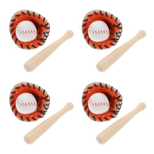 Yardwe 4 Sets Mini-Baseballschläger Handschuh Ball – Baseball-Modellbausätze Für Puppenhaus Basteln Fotografie-Requisiten Orange Yardwe 4 Sets Mini-Baseballschläger Handschuh Ball – Baseball-Modellbausätze Für Puppenhaus Basteln Fotografie-Requisiten Orange von Yardwe