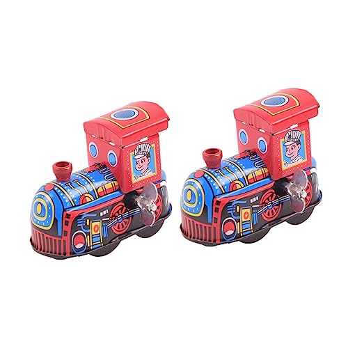 Yardwe 4 Stck. Teiliges Retro Blechspielzeug Dampfzug Aufziehspielzeug Mini Lokomotive Wind Up Weihnachten Kinderzimmer Dekoration von Yardwe