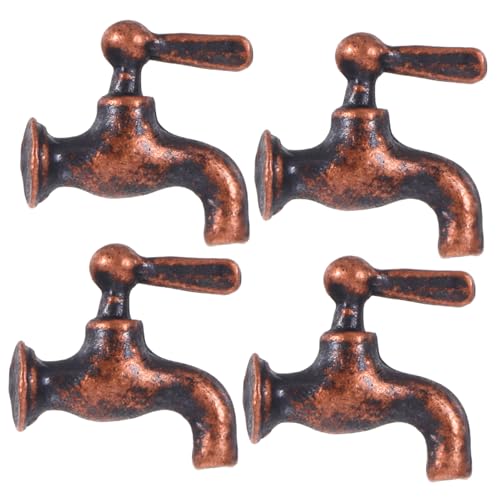 Yardwe 4 Stück 112 Miniatur Wasserhahn Realistischer Mini Mischbatterie Wasserhahn Modell Küchenzubehör Für Puppenhaus Badezimmer Dekoration Zubehör Dunkelbraun von Yardwe