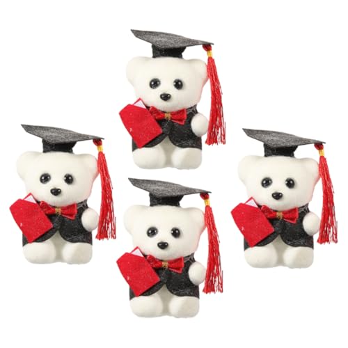 Yardwe 4 Stück Abschlussbär Geschenkspielzeug Weiche Flauschige Puppe Zarter Stoffbär Cartoon Bär Puppe Abschluss Kuscheltiere Abschlussgeschenk Party Zubehör Süßes Bärendekor von Yardwe
