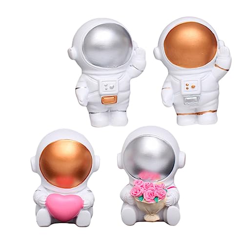Yardwe 4 Stück Astronauten Dekofiguren Niedliche Weltraum Ornamente für Kuchen und Partydekoration für Kindergeburtstage und Kreative Anlässe von Yardwe