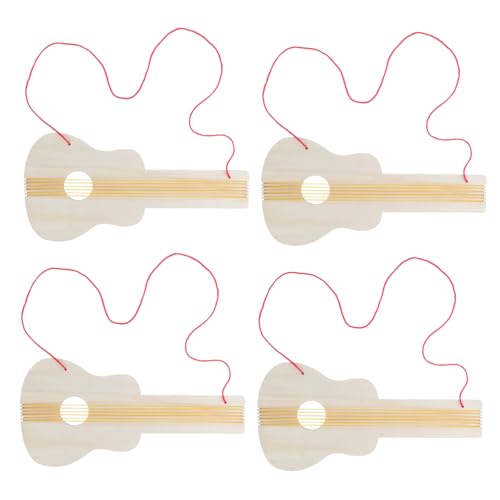 Yardwe 4 Stück Blanko-Scheiben zum Basteln aus Holz musikinstrumente für musikalisches Basteln mit Holzgitarren gitarrenbausatz selber Machen Gitarrenkinder hölzern Beige von Yardwe