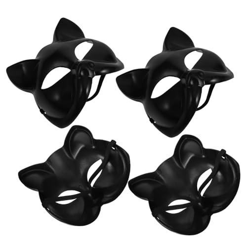 Yardwe 4 Stück Diy Tiermasken Unbemalte Papiermasken für Kreative Projekte Kostüme und Halloween Katzengesicht Fuchs und Wolf zum Bemalen für Partys und Maskeraden von Yardwe