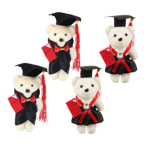 Yardwe 4 Stück Dr. Bärenpuppe Dekorativer Graduierungs-plüschbär Graduierung Plüsch Bärenpuppe Party Entzückendes Plüschbärenspielzeug Bären Mit Abschlussmotiv Kleine Bärenpuppe Vlies von Yardwe