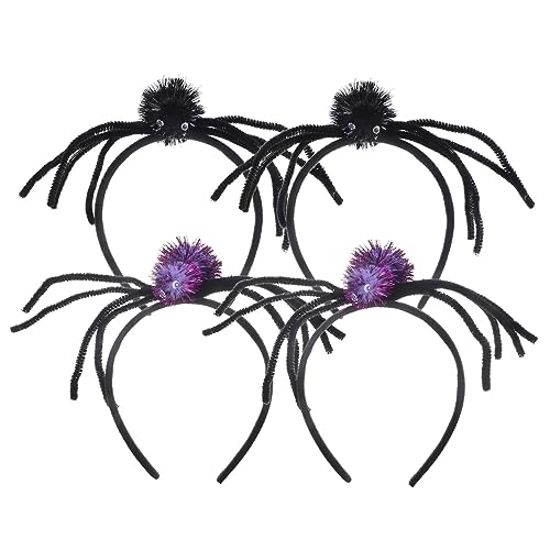 Yardwe 4 Stück Halloween Spinnen Stirnband Party Haarreif mit Weichem Material Auffälliges Spinnen Design Schwarz und Vielseitig als Kostüm und Fotorequisite für Halloween Partys von Yardwe