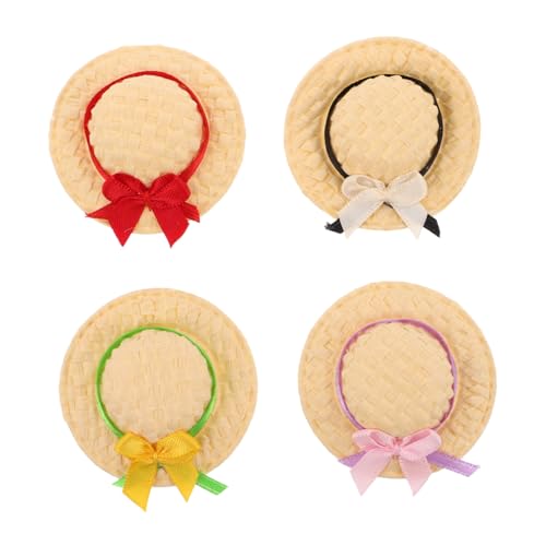 Yardwe 4 Stück Handgefertigte Mini Strohhüte für Puppen Kleine Handgewebte Bastel-mini Rot Klassisch Gelb-grün Vielseitig für DIY-projekte Puppenhaus-deko Fotorequisiten von Yardwe