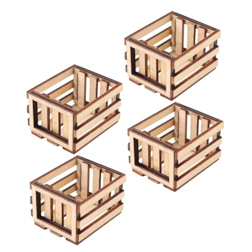 Yardwe 4 Stück Holz Milchkisten für Puppenhäuser Kleine Aufbewahrungskörbe für Rollenspiele Obstkörbe für Dekoration für Spielzeugaufbewahrung von Yardwe