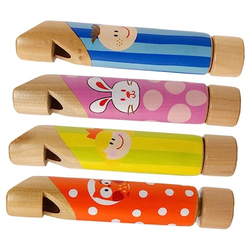 Yardwe 4 Stück Holztrillerpfeifen Musikinstrument für Lernspielzeug für Musik und Spaß aus Robustem Holz Leicht und Tragbar für Kreative Spiele und Frühe Bildung von Yardwe