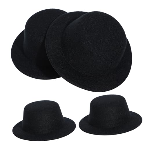 Yardwe 4 Stück Hut Embryo Kleiner Zylinder Zubehör für die Herstellung von Kopfbedeckungen winzig Hochzeit Mini-Hüte caps kloburste Haarspangen Tops Hüte kleine formelle Hüte Netz Black von Yardwe