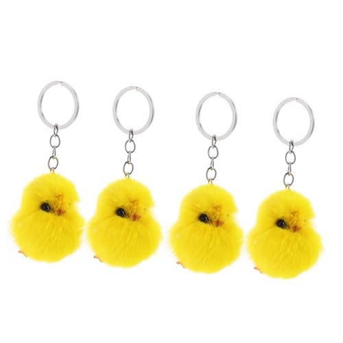 Yardwe 4 Stück Kleiner gelber Huhn-Schlüsselanhänger Huhn Schlüsselanhänger Plüsch-Huhn-Schlüsselanhänger Küken Hähnchen Schlüsselanhänger Mini-Huhn Zinklegierung Yellow von Yardwe