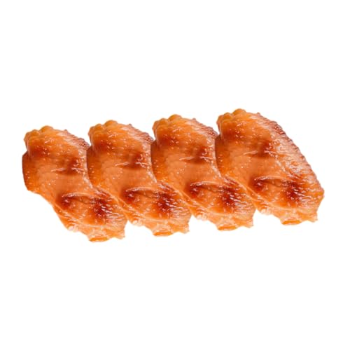 Yardwe 4 Stück Künstliches Hühnerflügelmodell Gefälscht Nuggets Für Schöner Hähnchenflügel Lebensmittelmodell Hühnerflügel-Foto-requisitenmodell Lebensmitteldekor PVC Orange von Yardwe