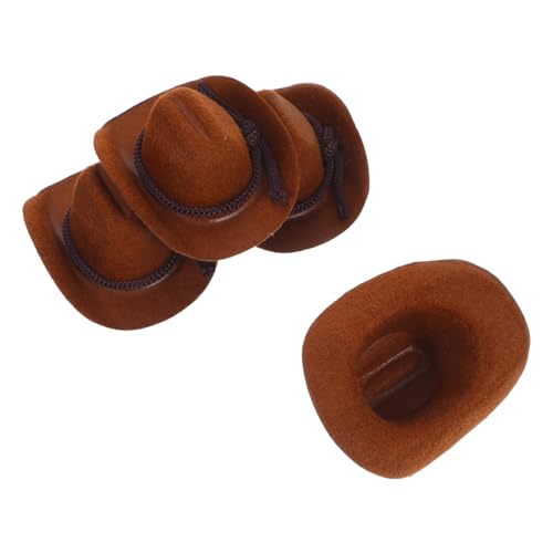 Yardwe 4 Stück Mini Cowboyhüte für DIY Projekte Flockige Niedliche Winzige Western Hüte für Puppen Flaschenverschlüsse Bastelzubehör und Partydekorationen von Yardwe