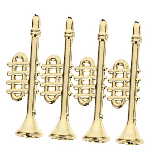 Yardwe 4 Stück Mini-Musikinstrument-Ornamente Miniatures Erwachsene Miniaturmusikinstrumente für Fans musikspielzeug Miniatur-Puppenhauszubehör Mini-Instrument Plastik Golden von Yardwe
