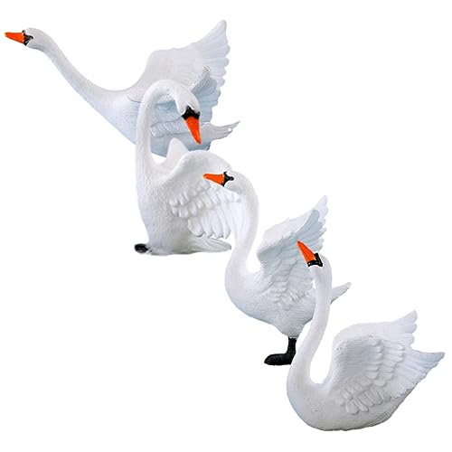 Yardwe 4 Stück Kleiner Figuren Kunststoff Schwäne Dekoration für Mikrolandschaften Blumentopf Garten und Schreibtischaccessoires von Yardwe