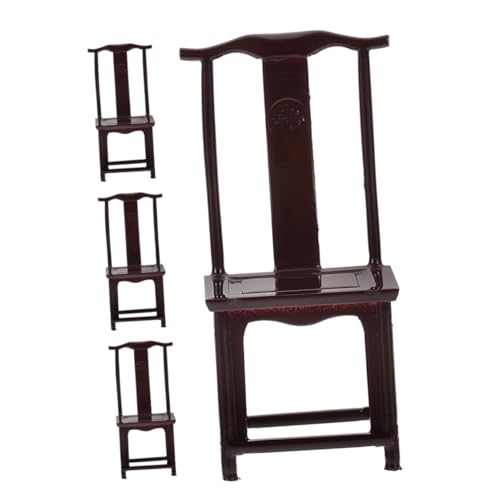 Yardwe 4 Stück Mini-Stuhl Puppe Miniatur Ästhetisch Möbel Mini-Vintage-Stuhl Mini-hausstuhl Brown Abs von Yardwe
